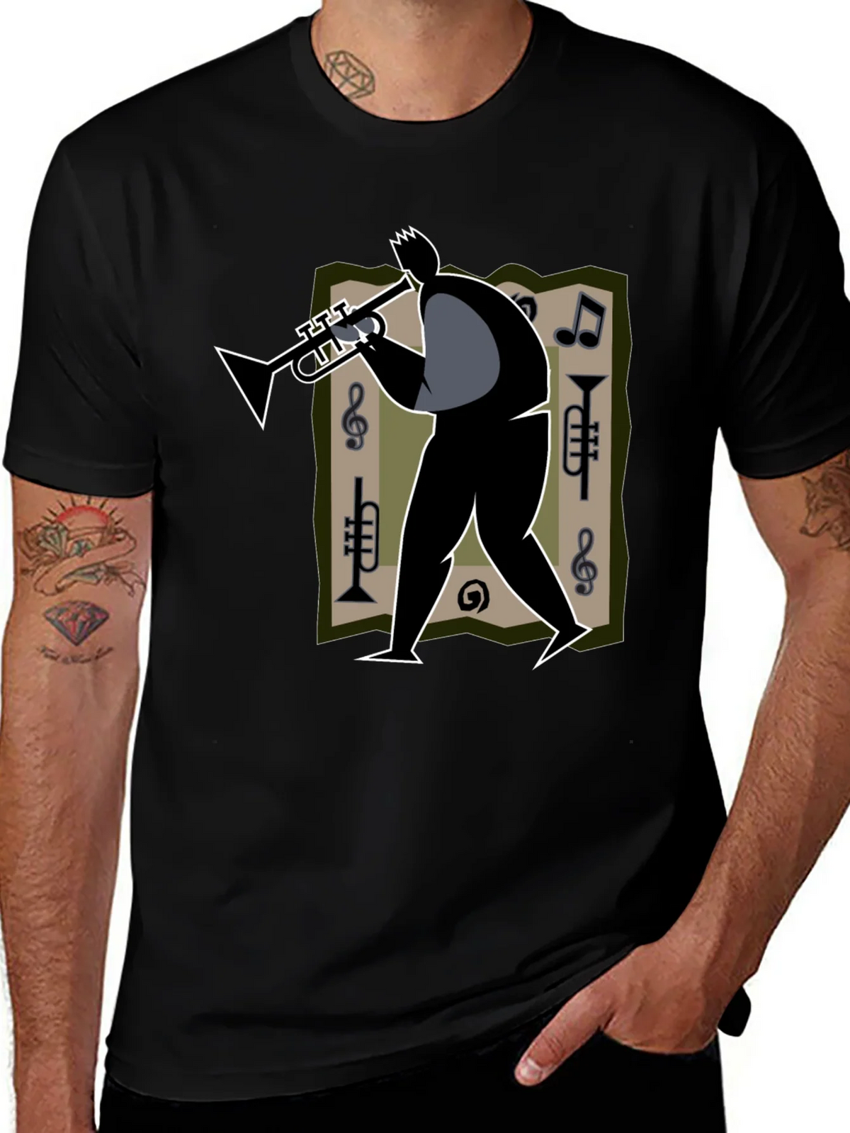 Jazz Musician Graphic Tee - Black Cotton T-Shirt product image 1