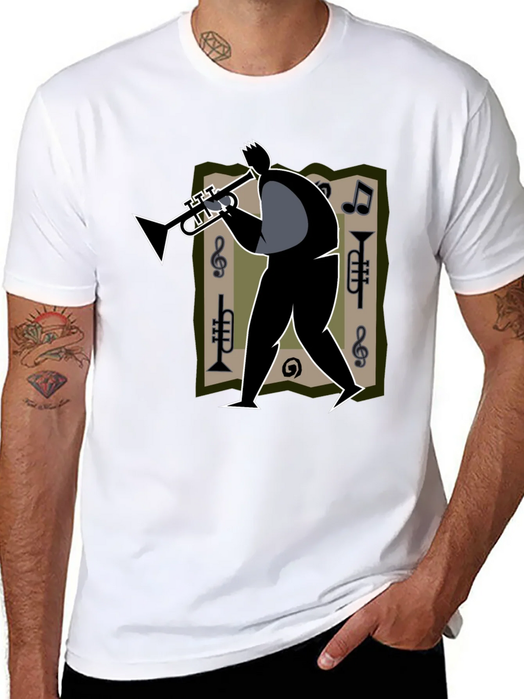 Jazz Musician Graphic Tee - Black Cotton T-Shirt product image 7