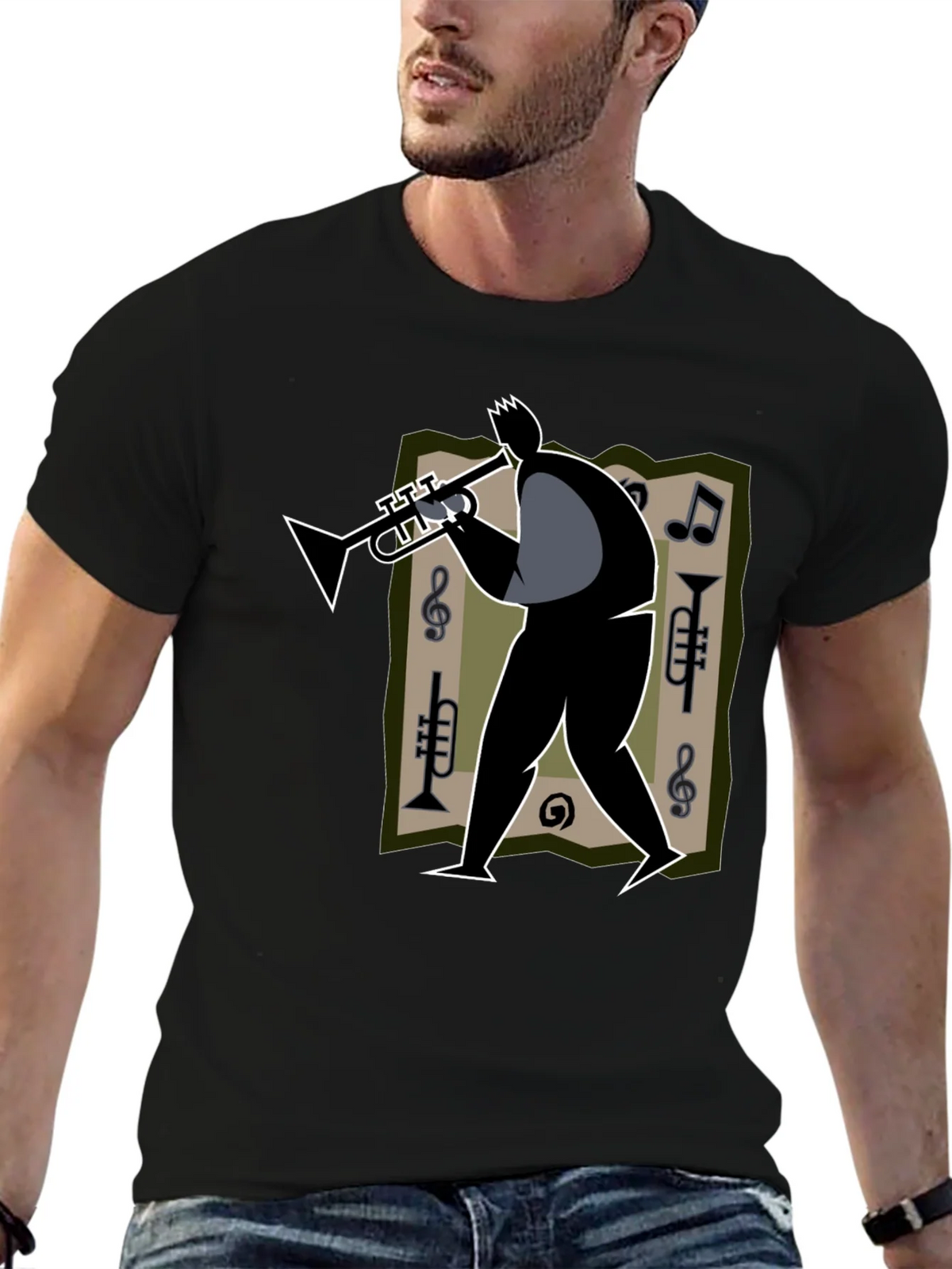 Jazz Musician Graphic Tee - Black Cotton T-Shirt product image 6