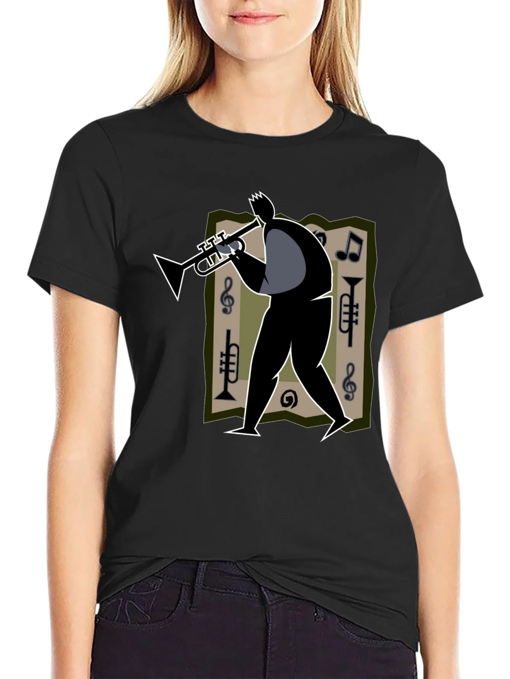 Jazz Musician Graphic Tee - Black Cotton T-Shirt product image 2