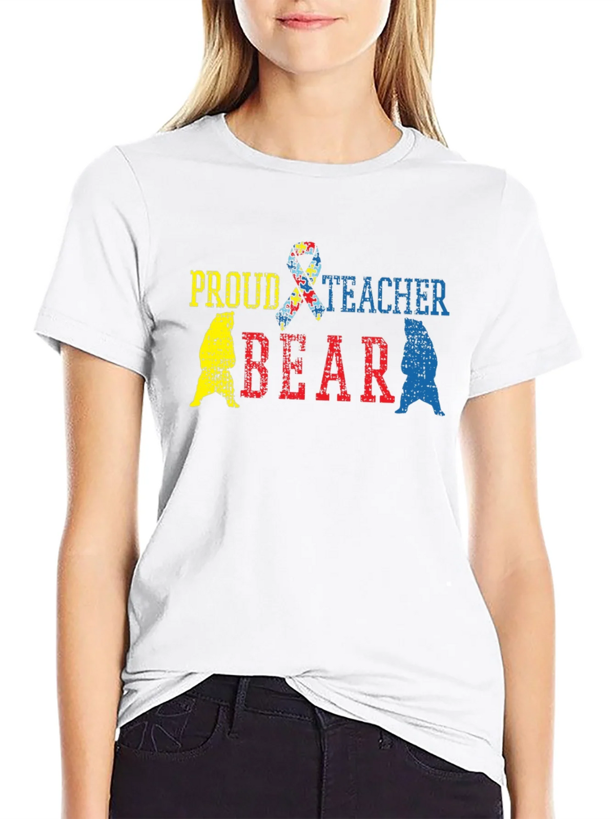 Proud Teacher Bear Autism Awareness T-Shirt product image 8