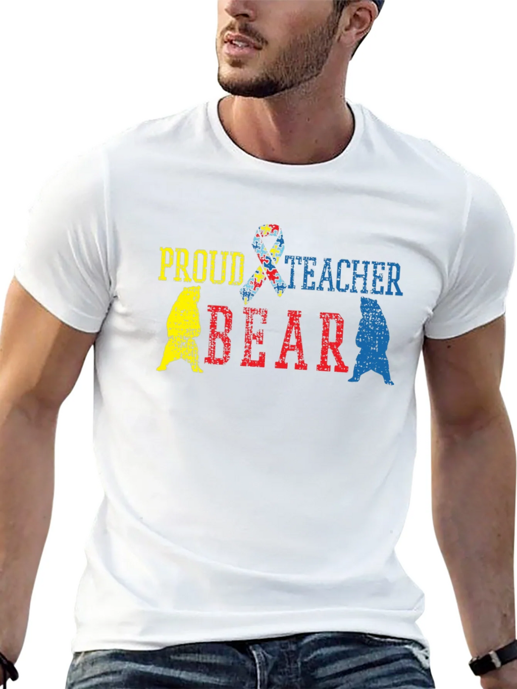 Proud Teacher Bear Autism Awareness T-Shirt product image 11