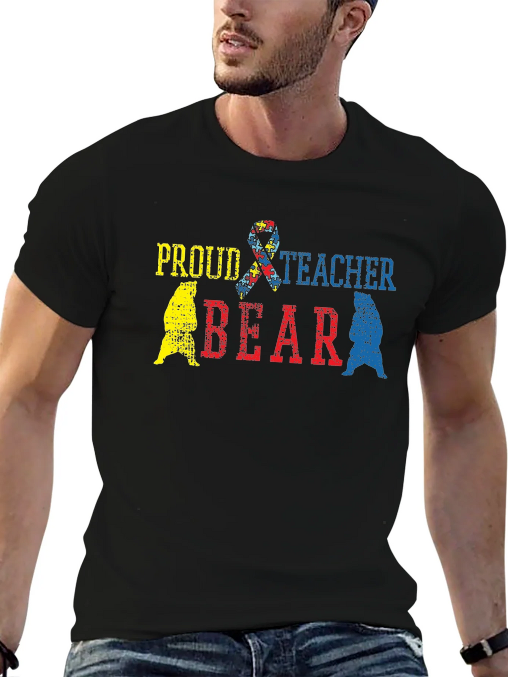 Proud Teacher Bear Autism Awareness T-Shirt product image 6