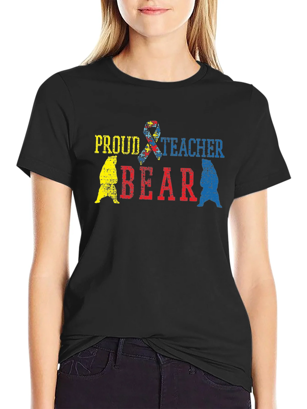 Proud Teacher Bear Autism Awareness T-Shirt product image 2