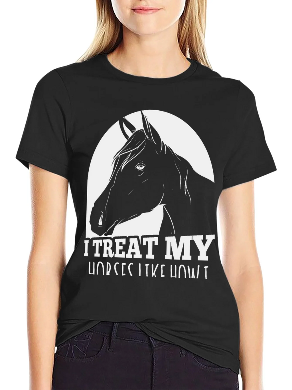 I Treat My Horses Like Royalty Black Graphic Tee product image 2