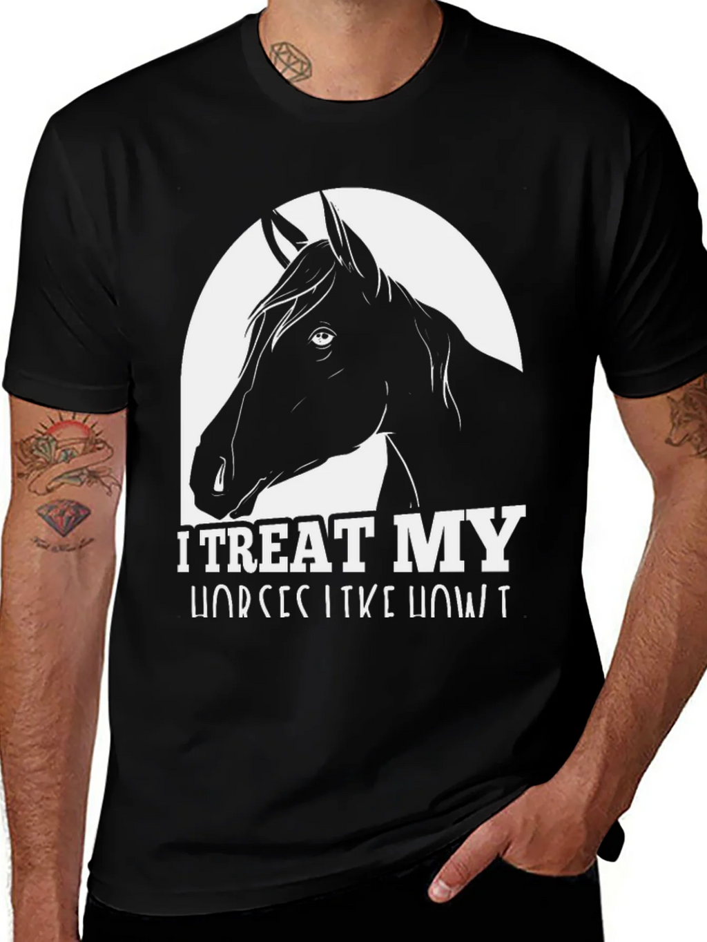 I Treat My Horses Like Royalty Black Graphic Tee product image 1
