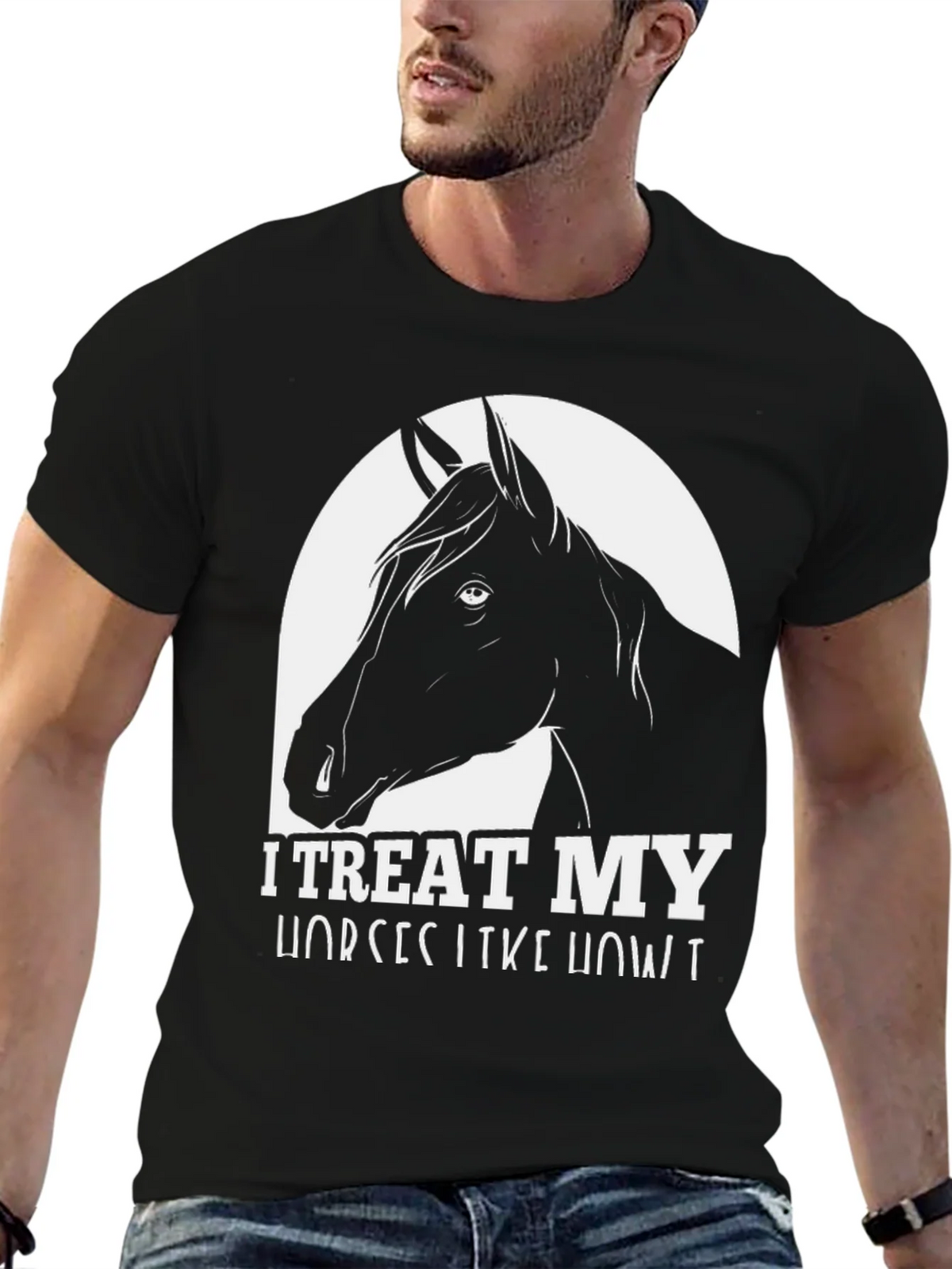 I Treat My Horses Like Royalty Black Graphic Tee product image 4