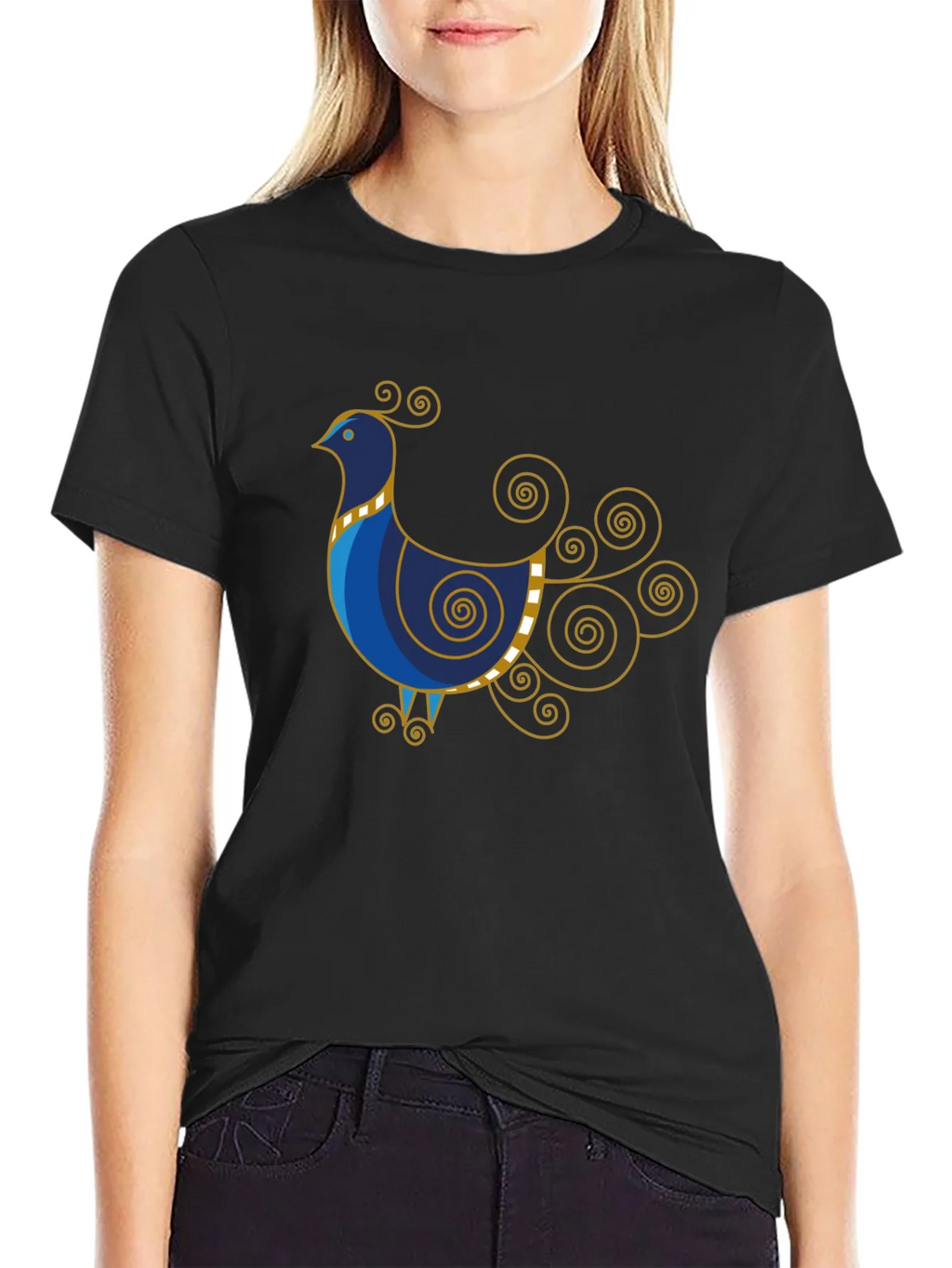 Stylized Bird Graphic Tee - Black product image 2