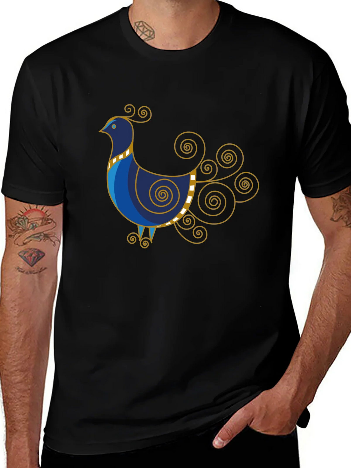 Stylized Bird Graphic Tee - Black product image 1
