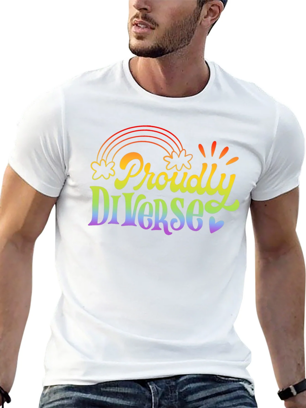 Proudly Diverse Rainbow Graphic T-Shirt product image 12