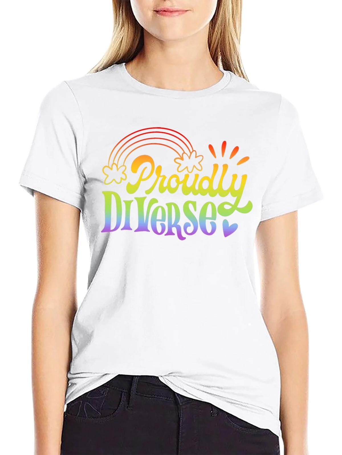 Proudly Diverse Rainbow Graphic T-Shirt product image 8