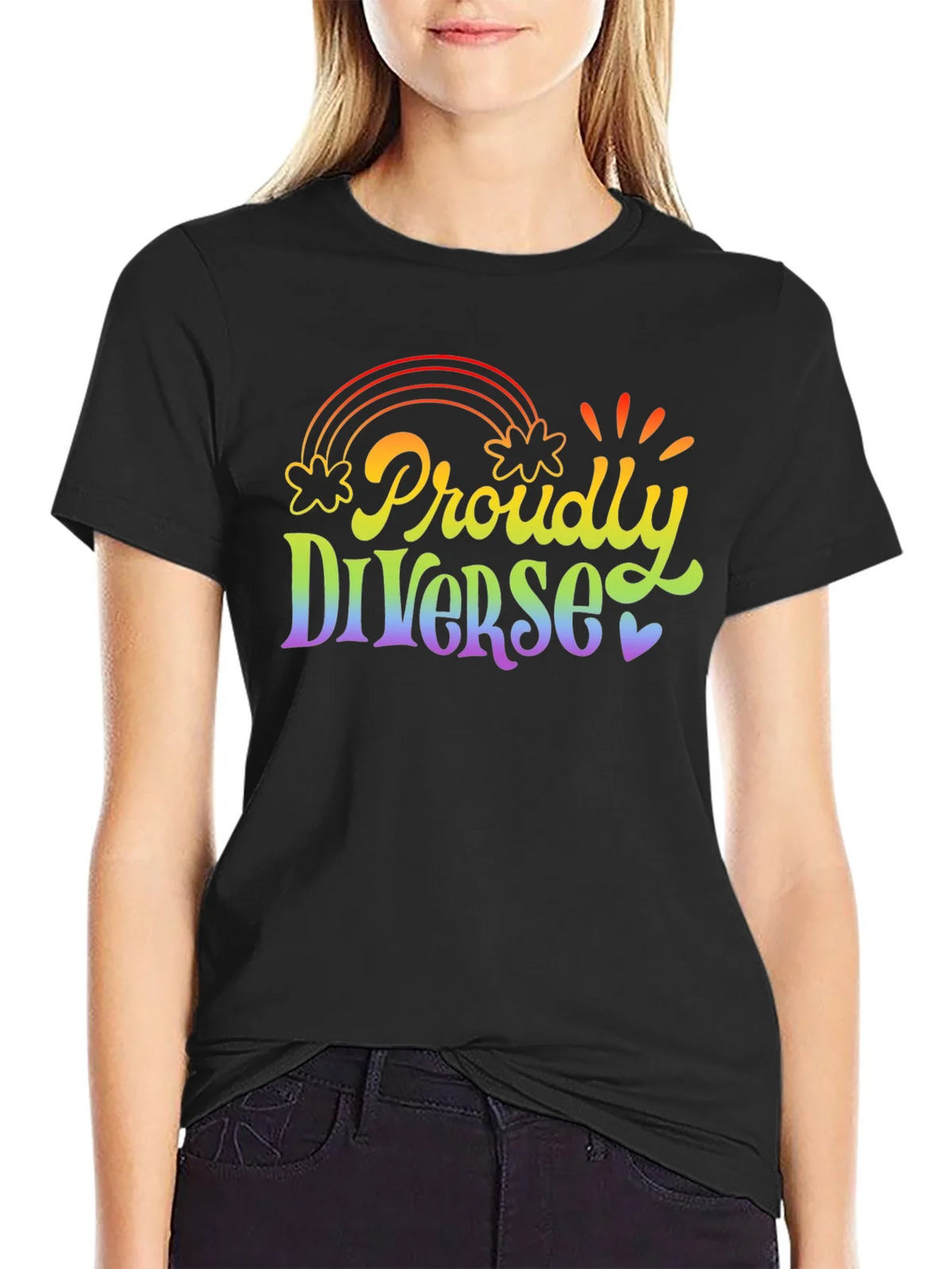 Proudly Diverse Rainbow Graphic T-Shirt product image 2