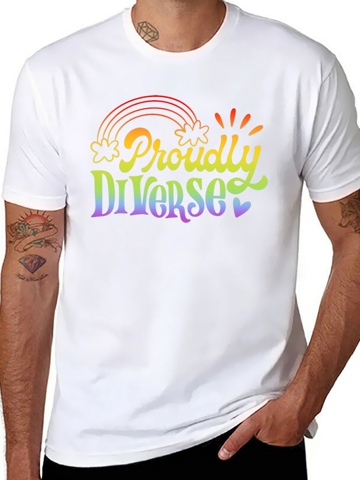 Proudly Diverse Rainbow Graphic T-Shirt product image 7