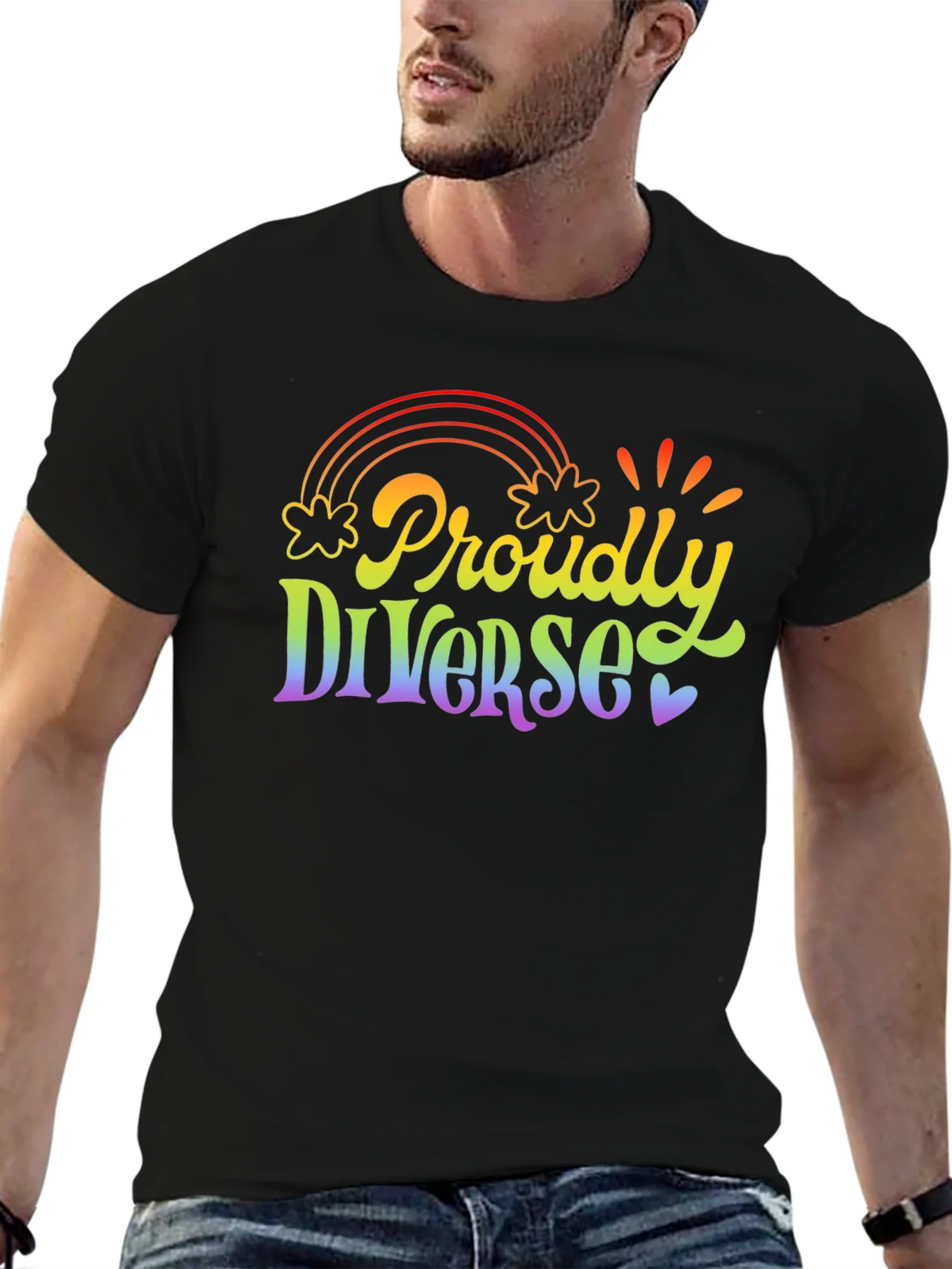 Proudly Diverse Rainbow Graphic T-Shirt product image 6