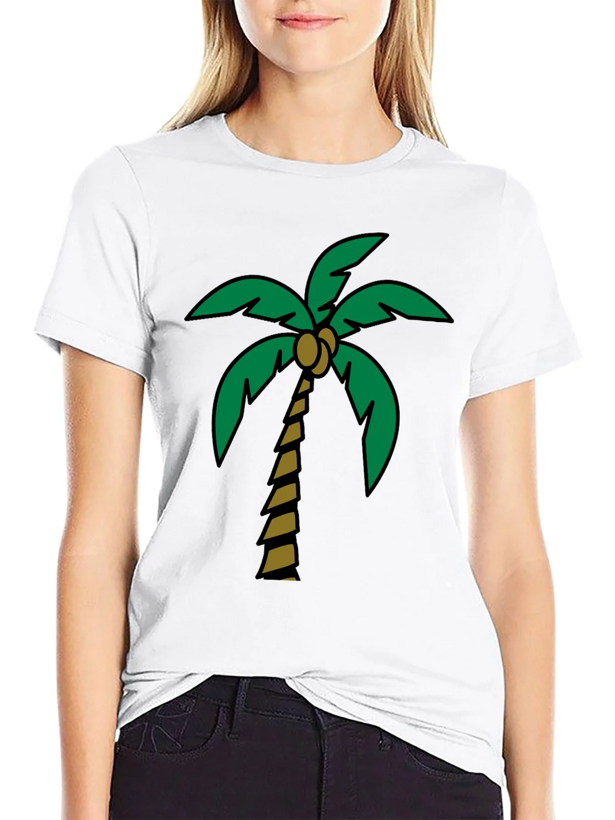 Tropical Palm Tree Graphic Tee - Black Cotton Blend product image 8