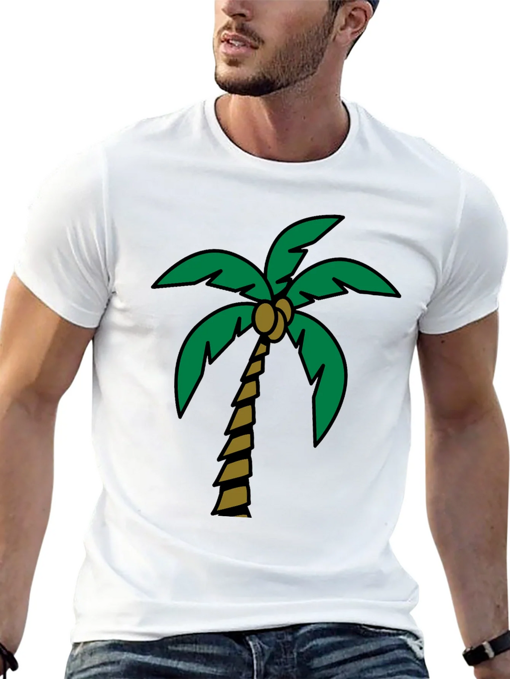 Tropical Palm Tree Graphic Tee - Black Cotton Blend product image 12