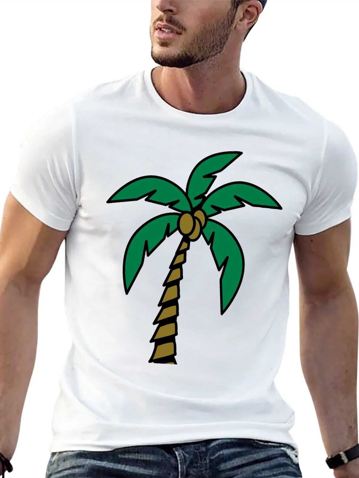 Tropical Palm Tree Graphic Tee - Black Cotton Blend product image 12