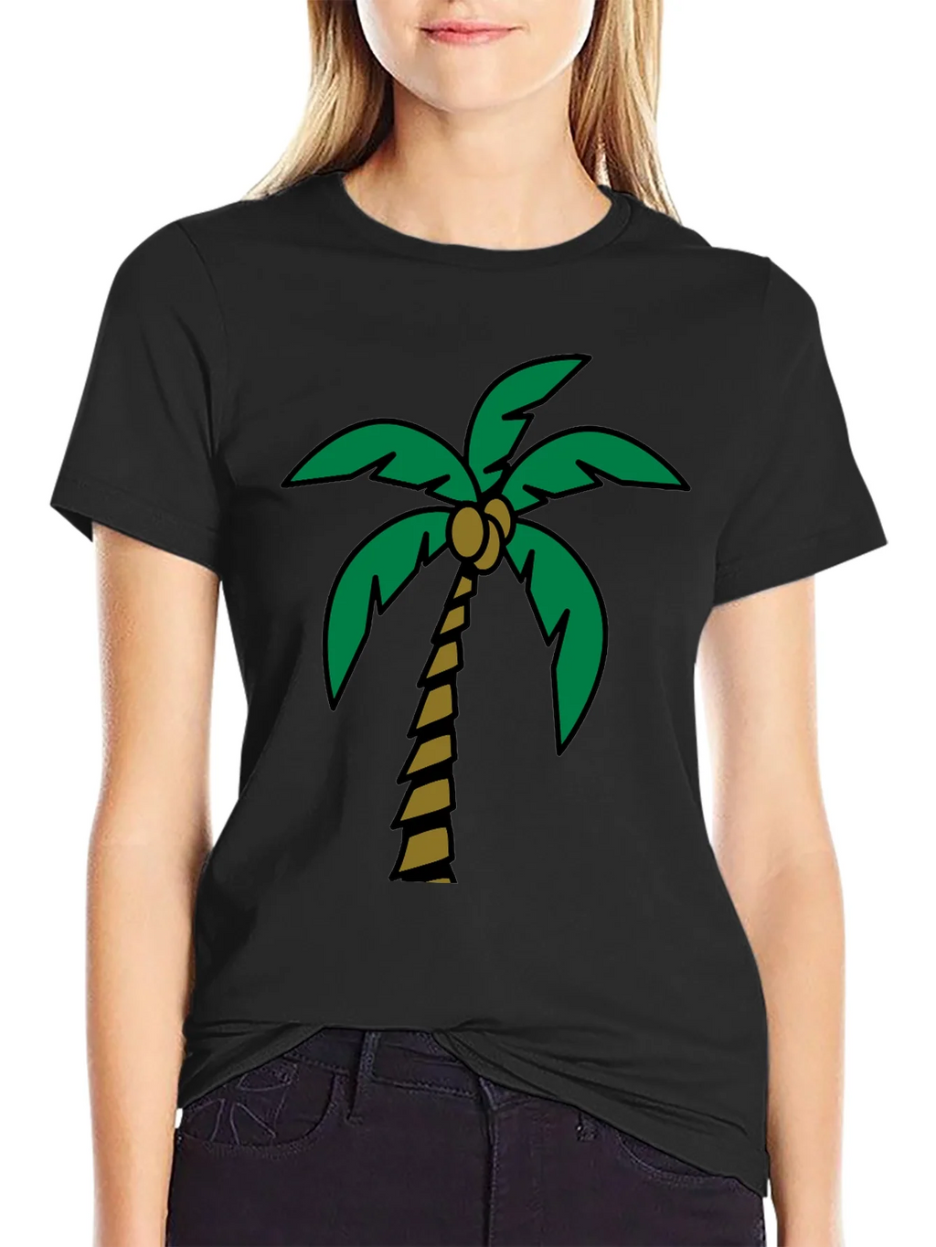 Tropical Palm Tree Graphic Tee - Black Cotton Blend product image 2