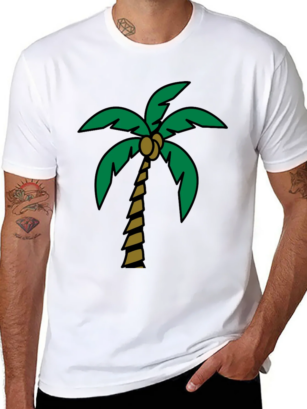 Tropical Palm Tree Graphic Tee - Black Cotton Blend product image 7