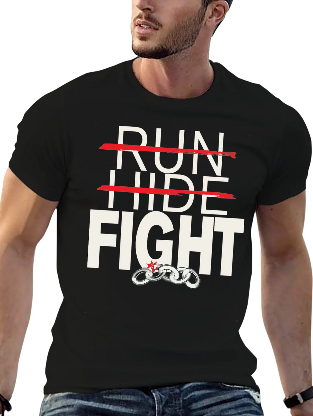 Run Hide Fight Graphic T-Shirt product image 6
