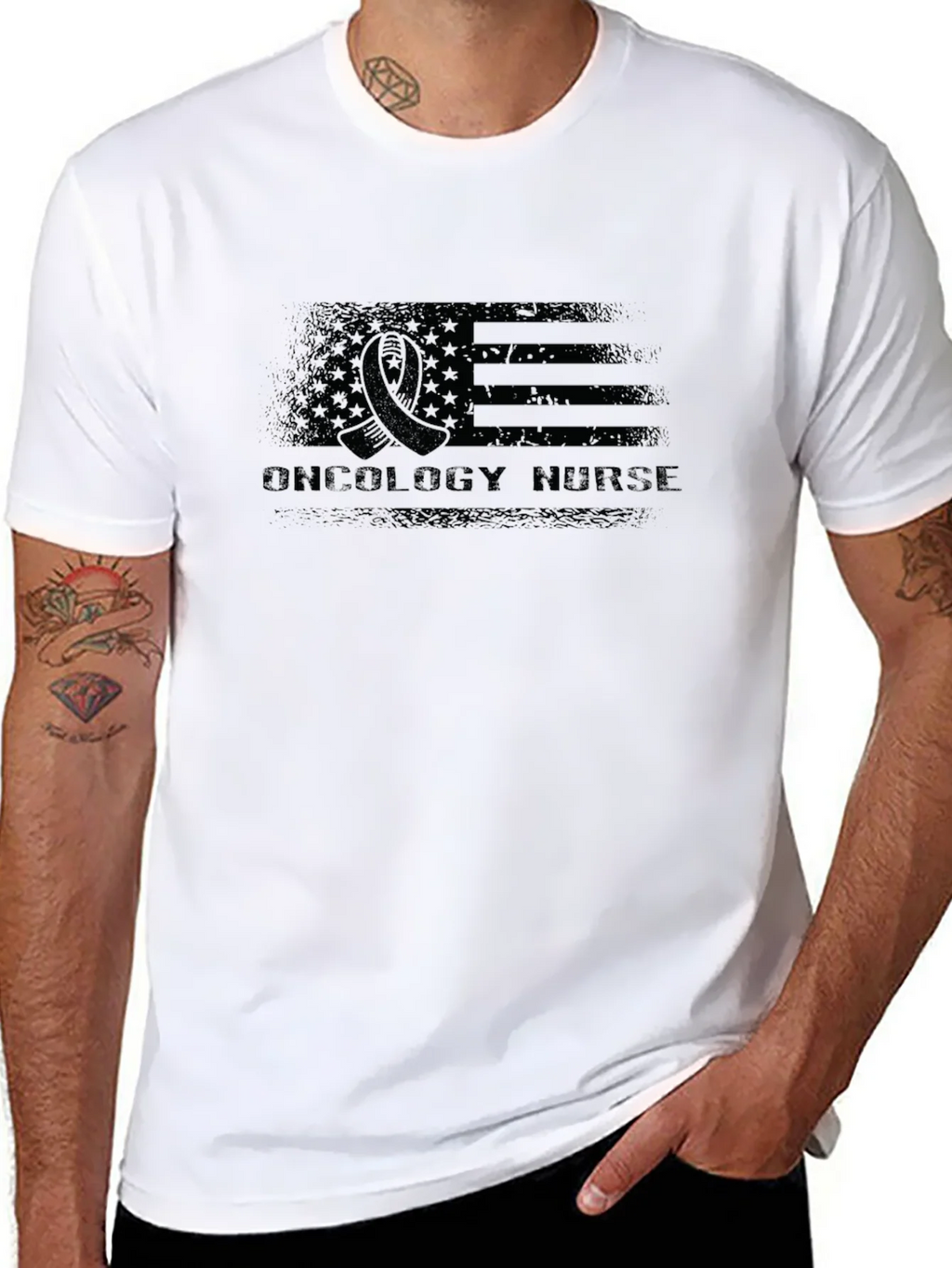 Oncology Nurse American Flag T-Shirt product image 7