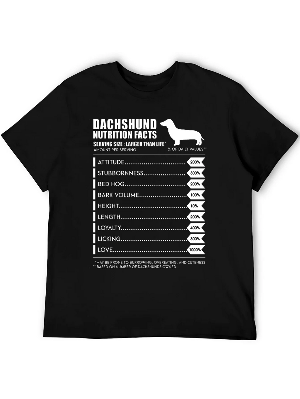 Dachshund Nutrition Facts Graphic Tee product image 5