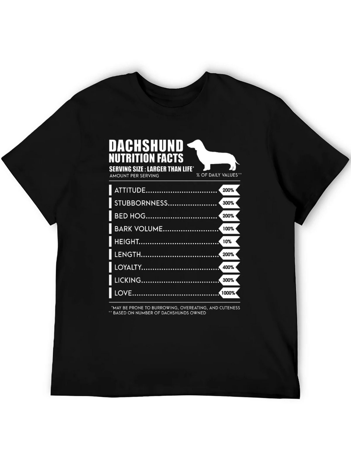 Dachshund Nutrition Facts Graphic Tee product image 5