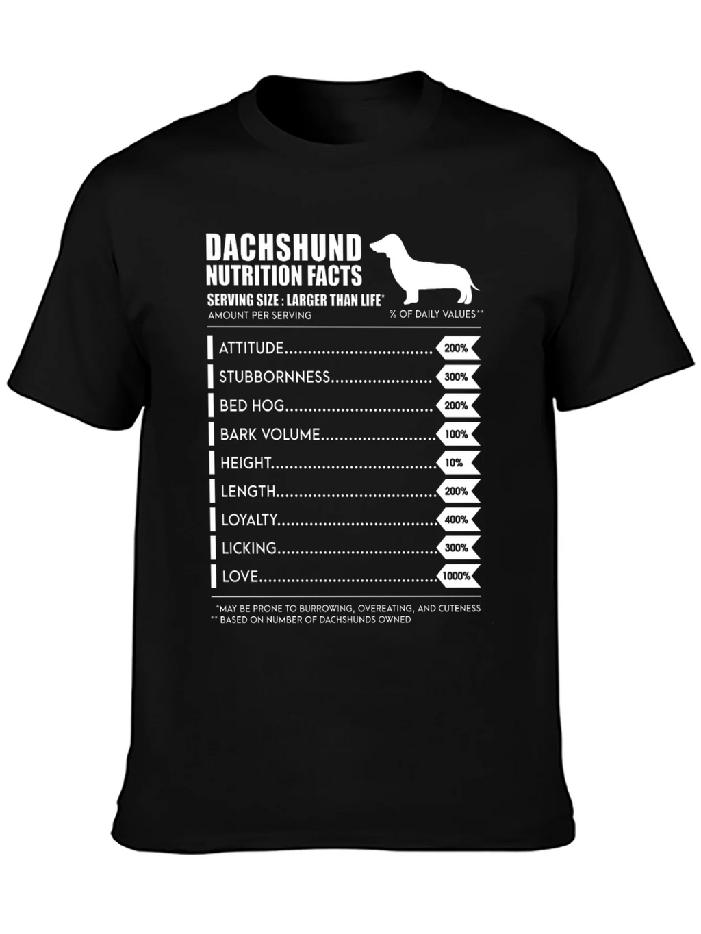 Dachshund Nutrition Facts Graphic Tee product image 3