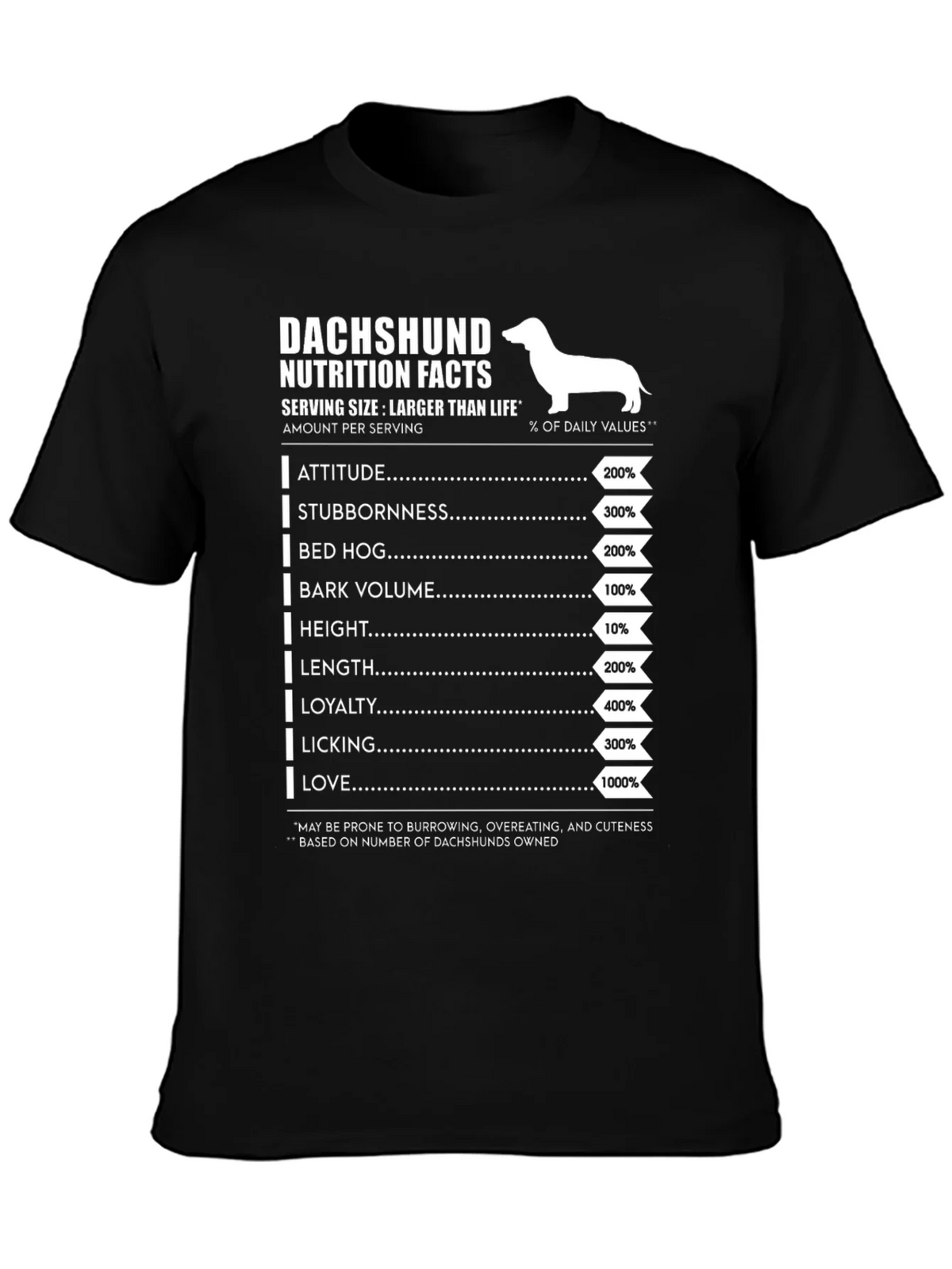 Dachshund Nutrition Facts Graphic Tee product image 3