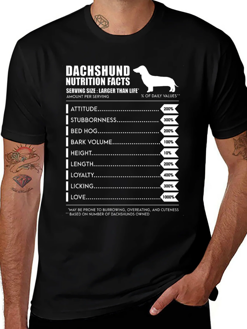 Dachshund Nutrition Facts Graphic Tee product image 1
