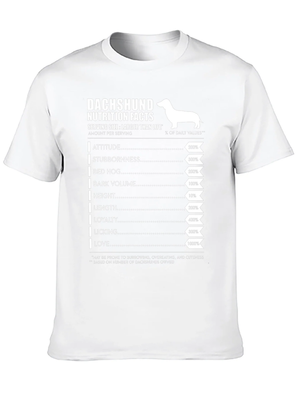 Dachshund Nutrition Facts Graphic Tee product image 9