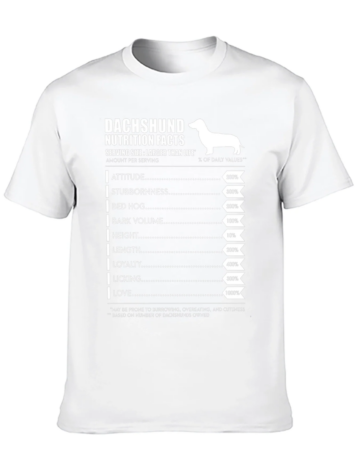 Dachshund Nutrition Facts Graphic Tee product image 9