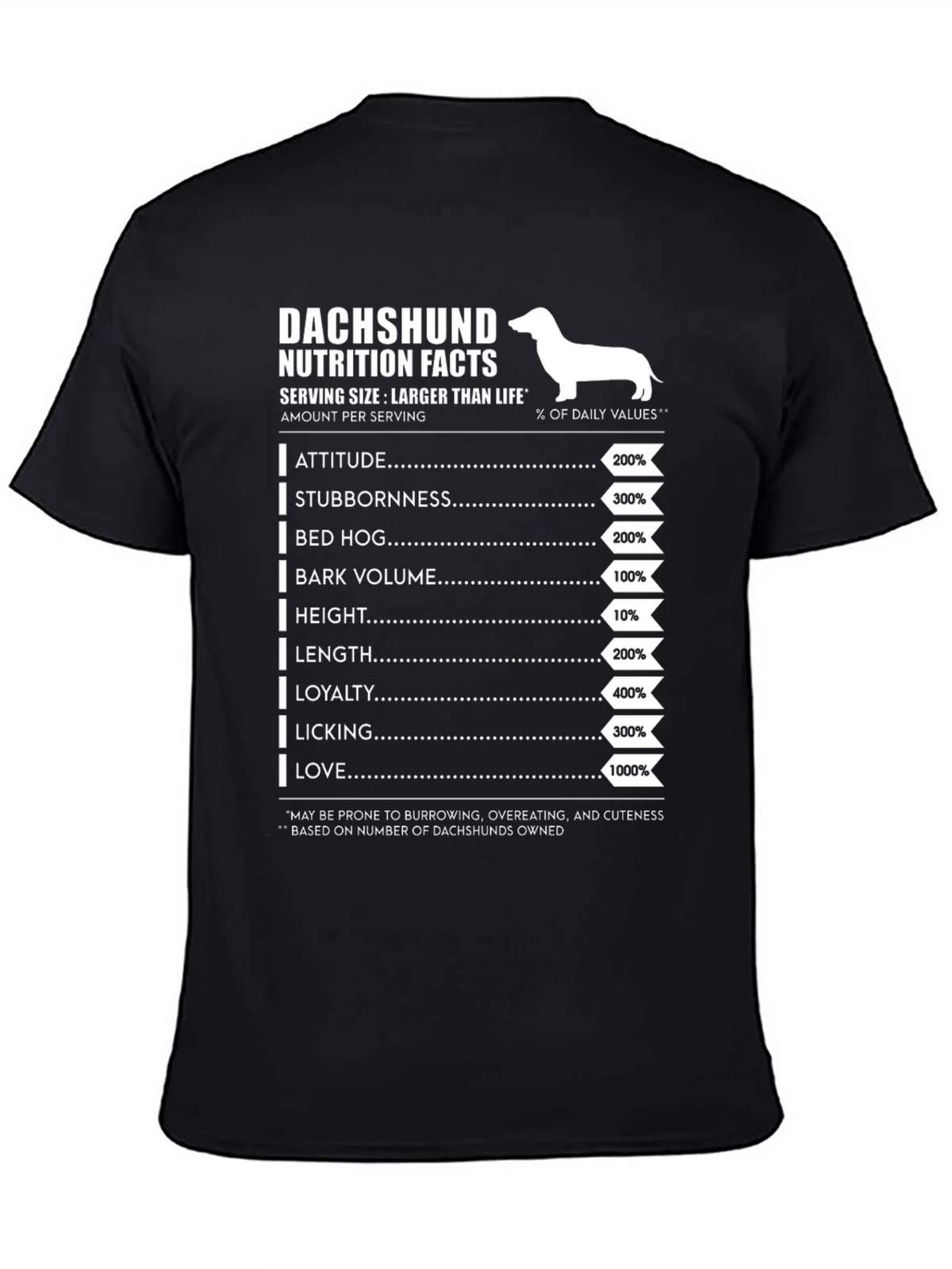 Dachshund Nutrition Facts Graphic Tee product image 4