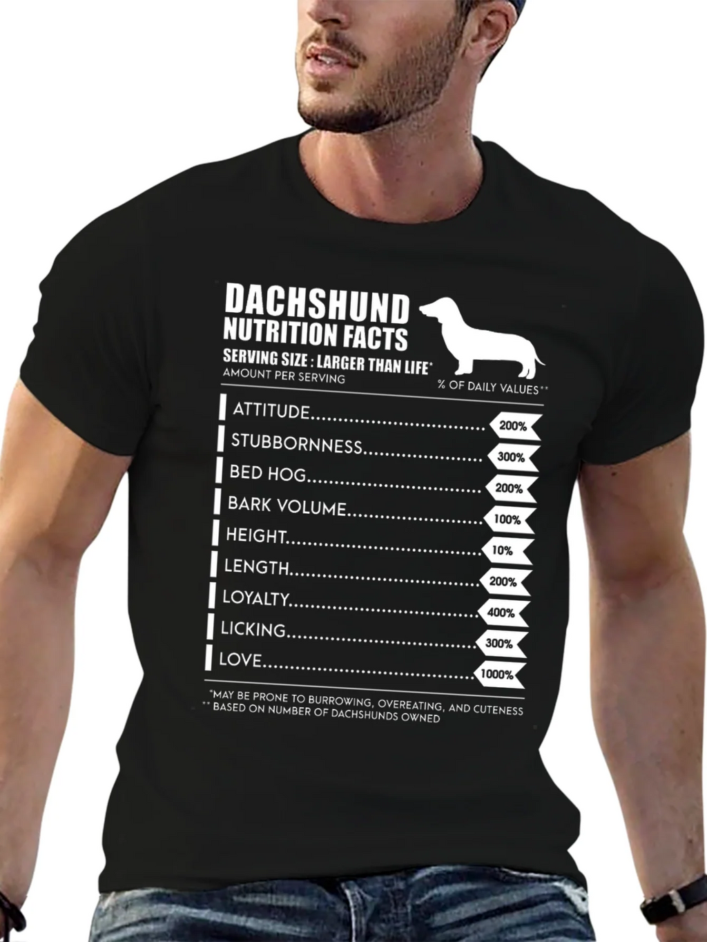 Dachshund Nutrition Facts Graphic Tee product image 6
