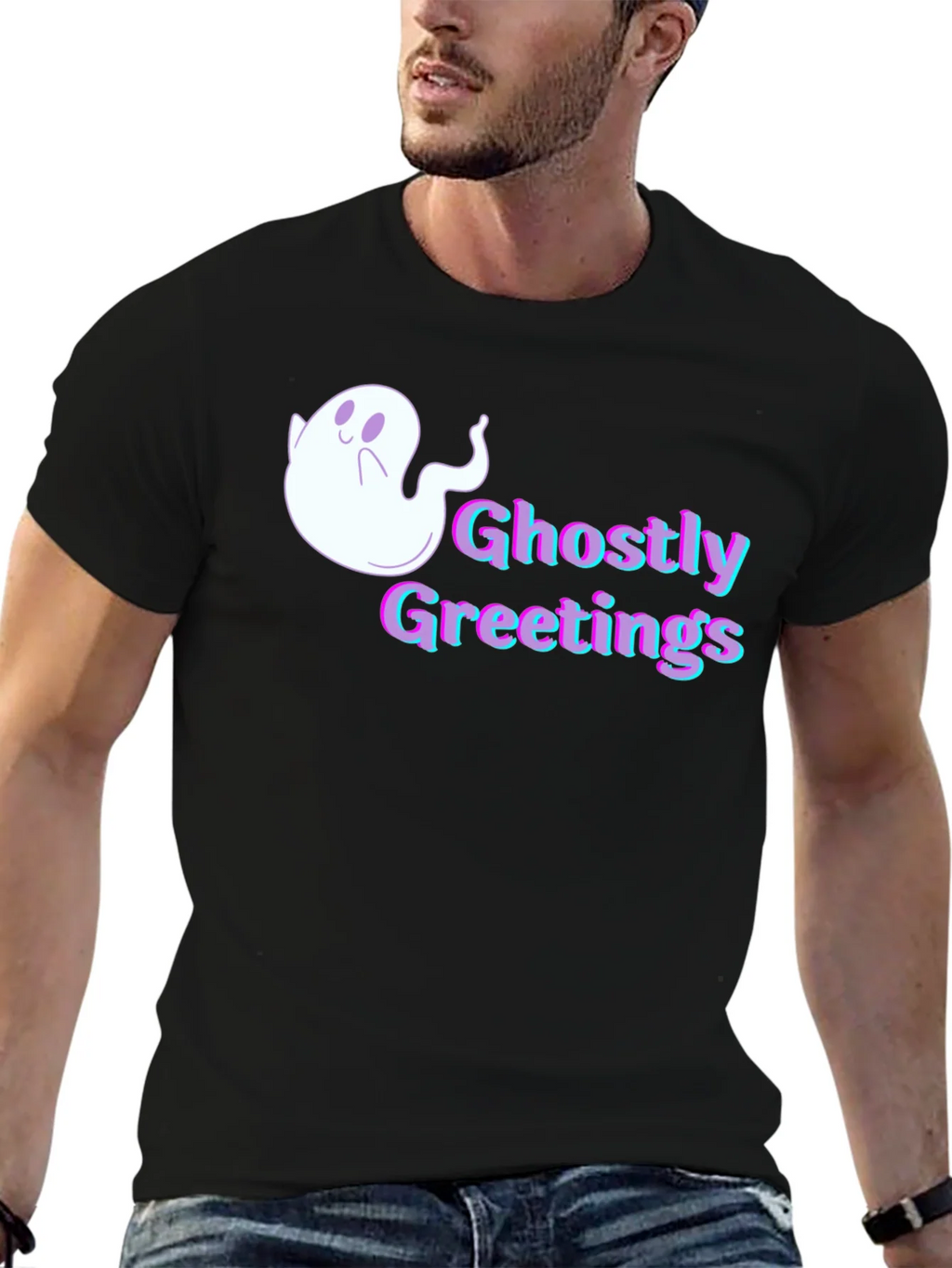 Ghostly Greetings Graphic Tee - Halloween Style product image 6