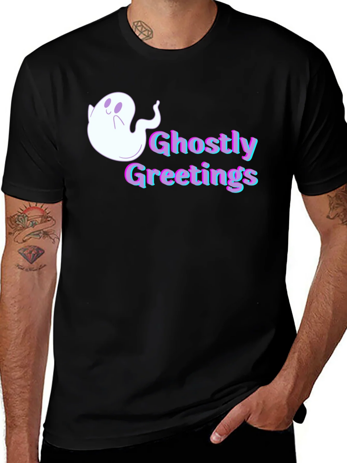 Ghostly Greetings Graphic Tee - Halloween Style product image 1