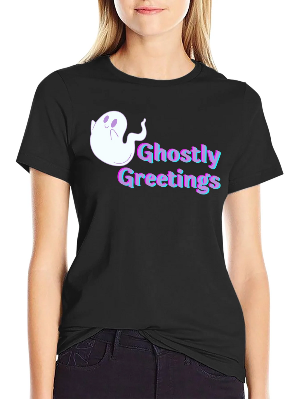 Ghostly Greetings Graphic Tee - Halloween Style product image 2