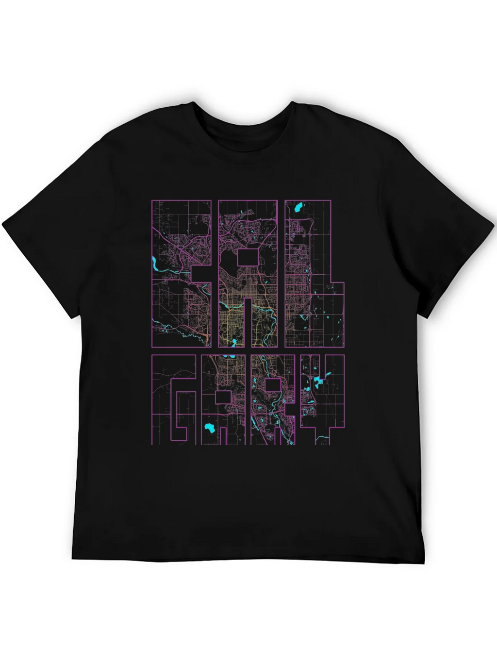 Calgary City Map Graphic Tee - Black Urban Style Shirt product image 5