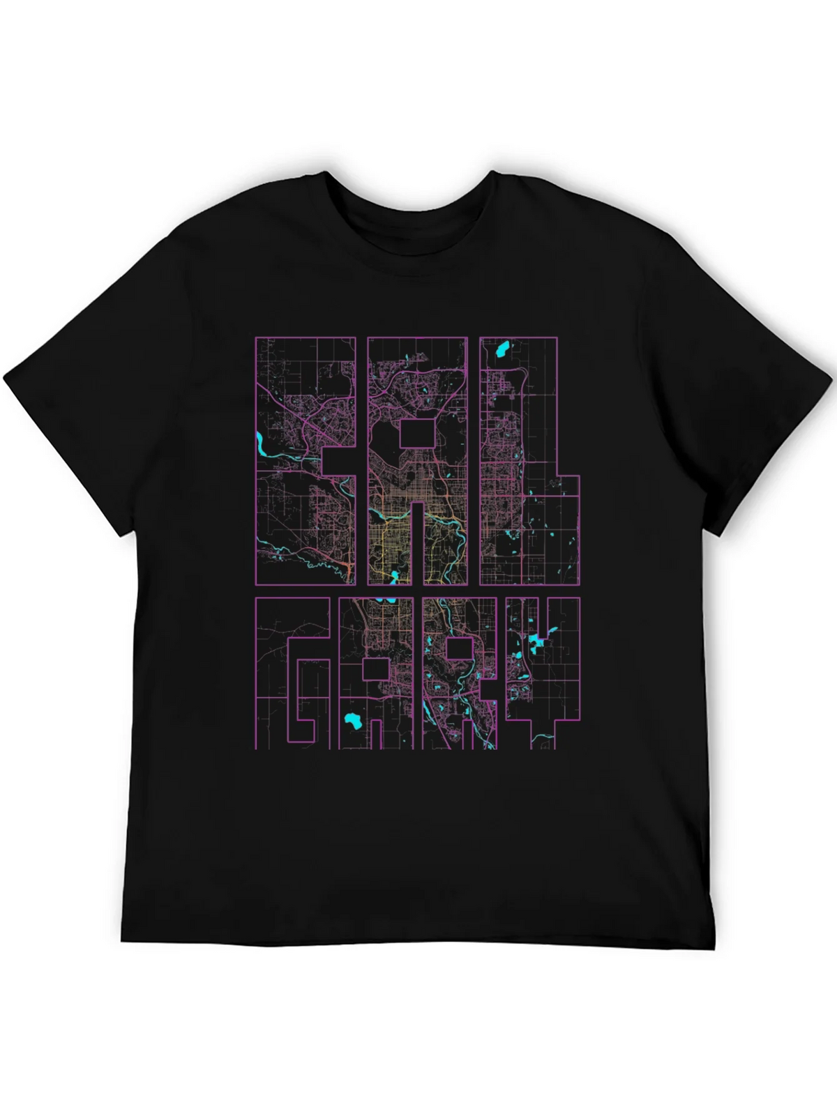 Calgary City Map Graphic Tee - Black Urban Style Shirt product image 5