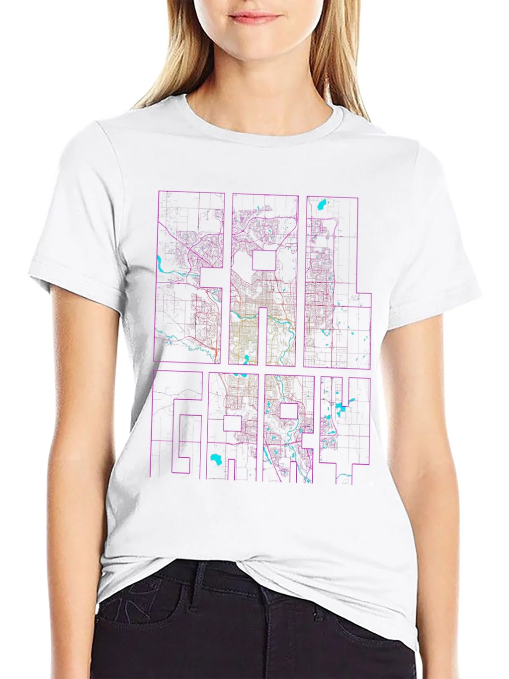 Calgary City Map Graphic Tee - Black Urban Style Shirt product image 8