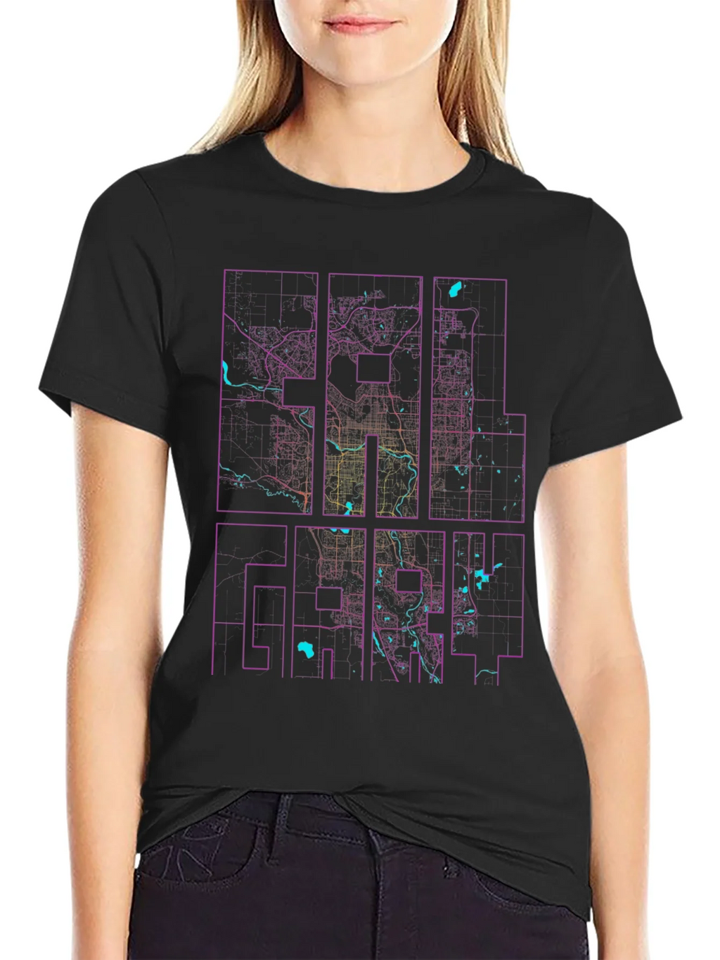 Calgary City Map Graphic Tee - Black Urban Style Shirt product image 2