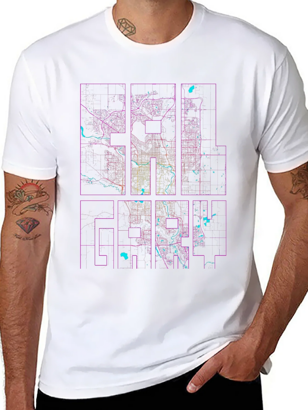 Calgary City Map Graphic Tee - Black Urban Style Shirt product image 7