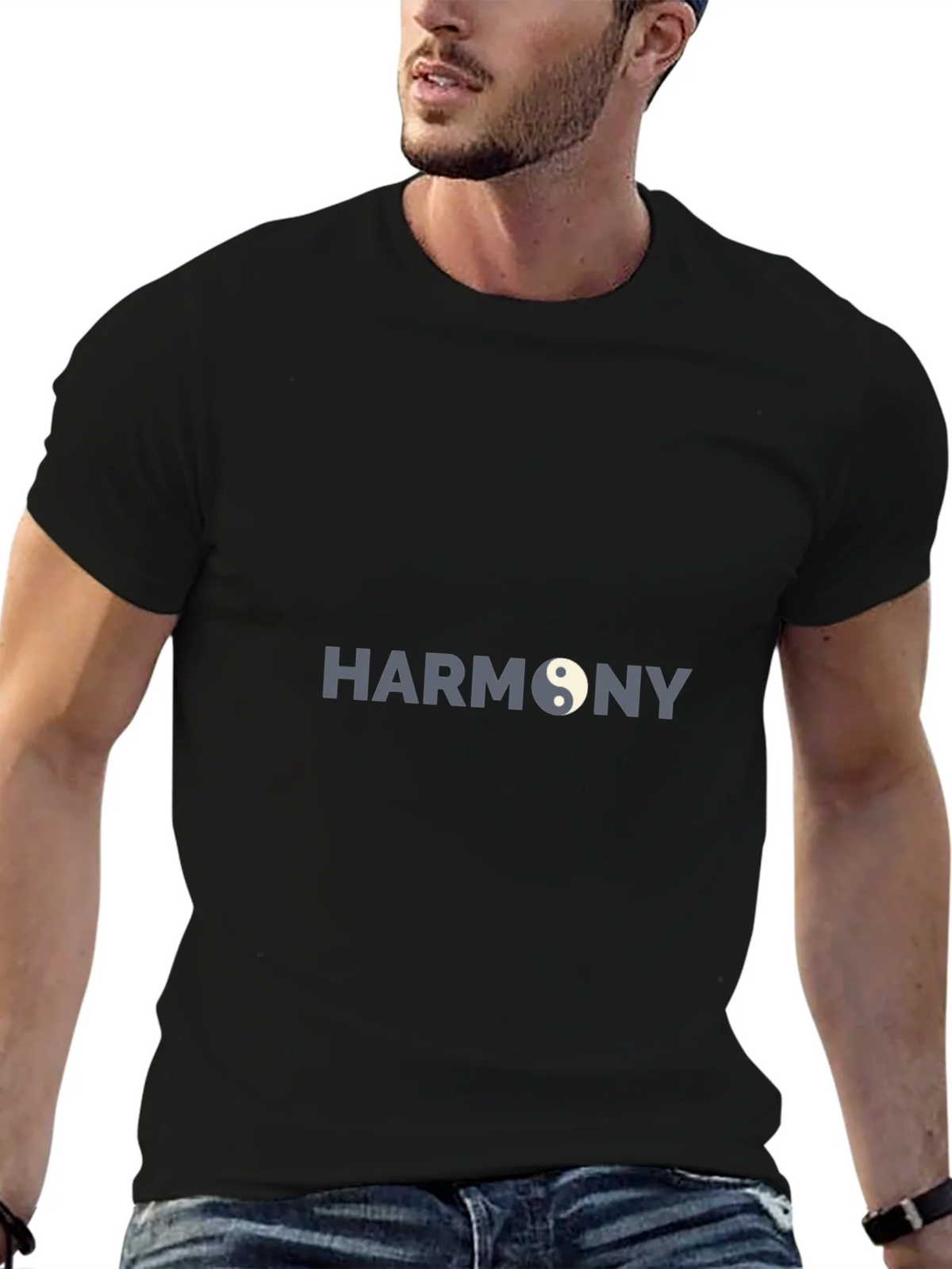 Harmony Yin Yang Graphic Black T-Shirt product image 5