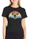 Retro Deer Skull Sunset Graphic Tee product image 1
