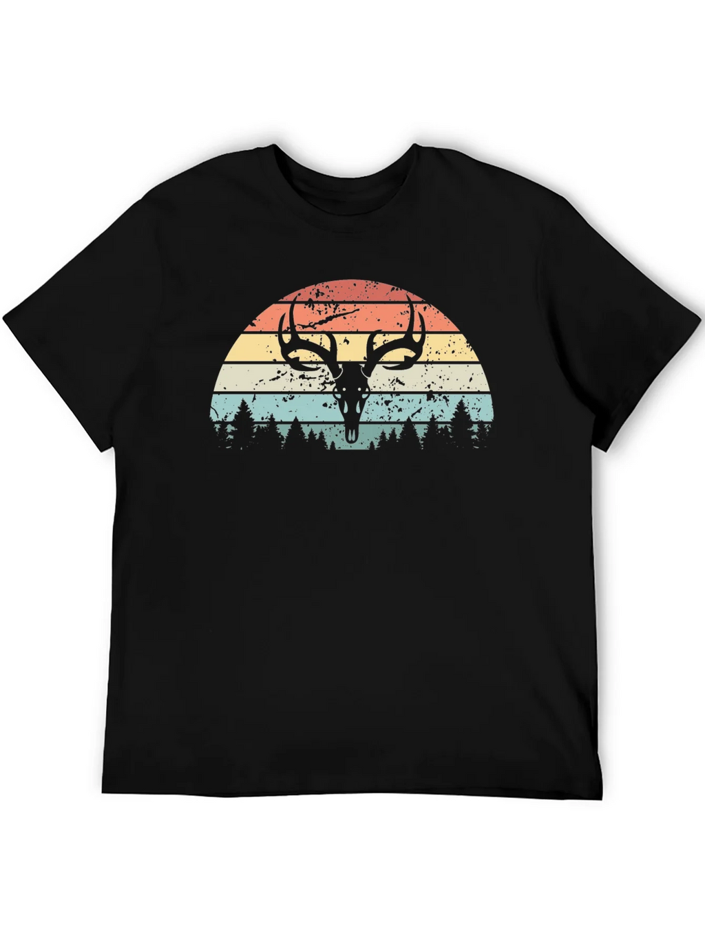 Retro Deer Skull Sunset Graphic Tee product image 2