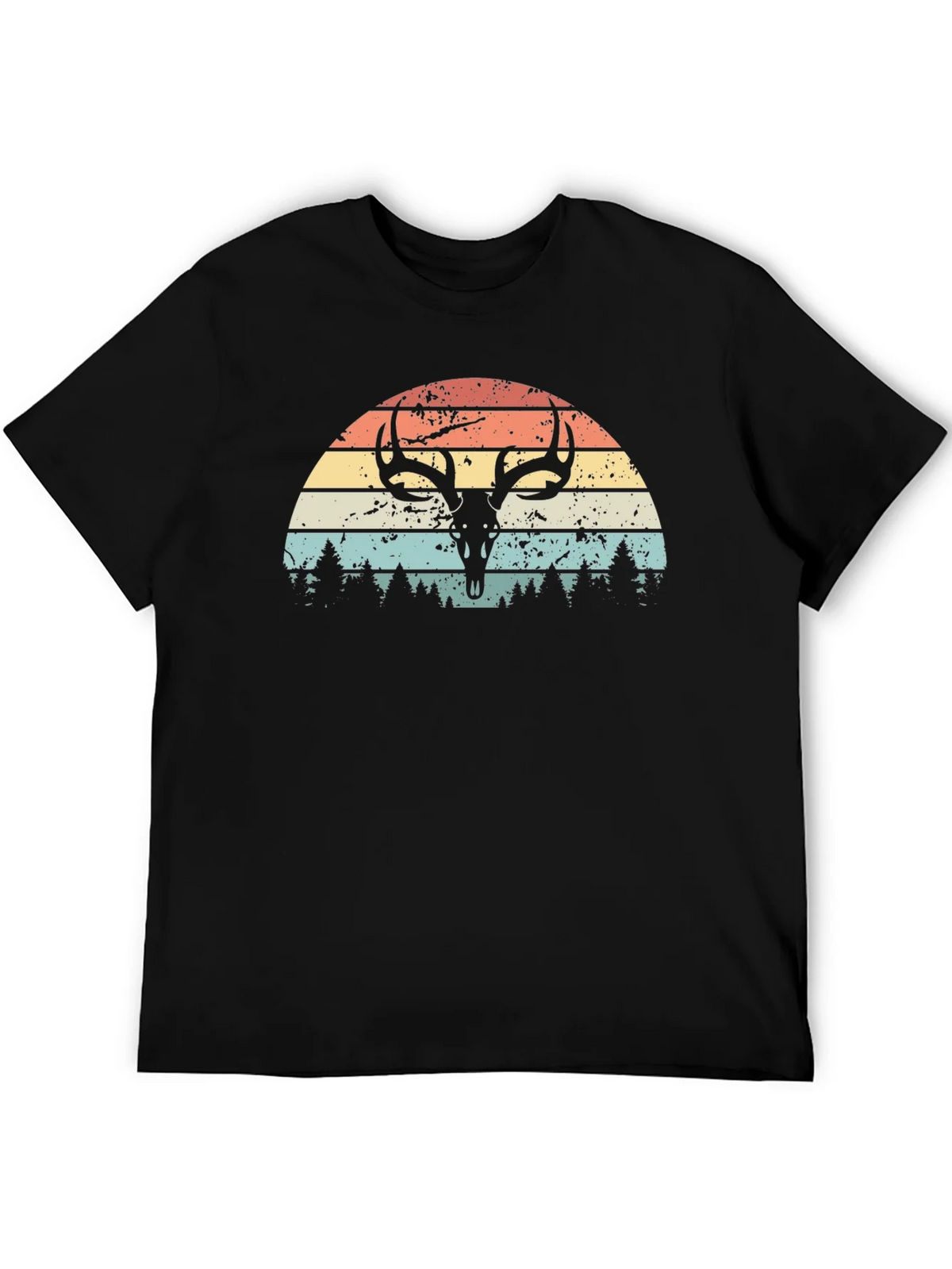 Retro Deer Skull Sunset Graphic Tee product image 2