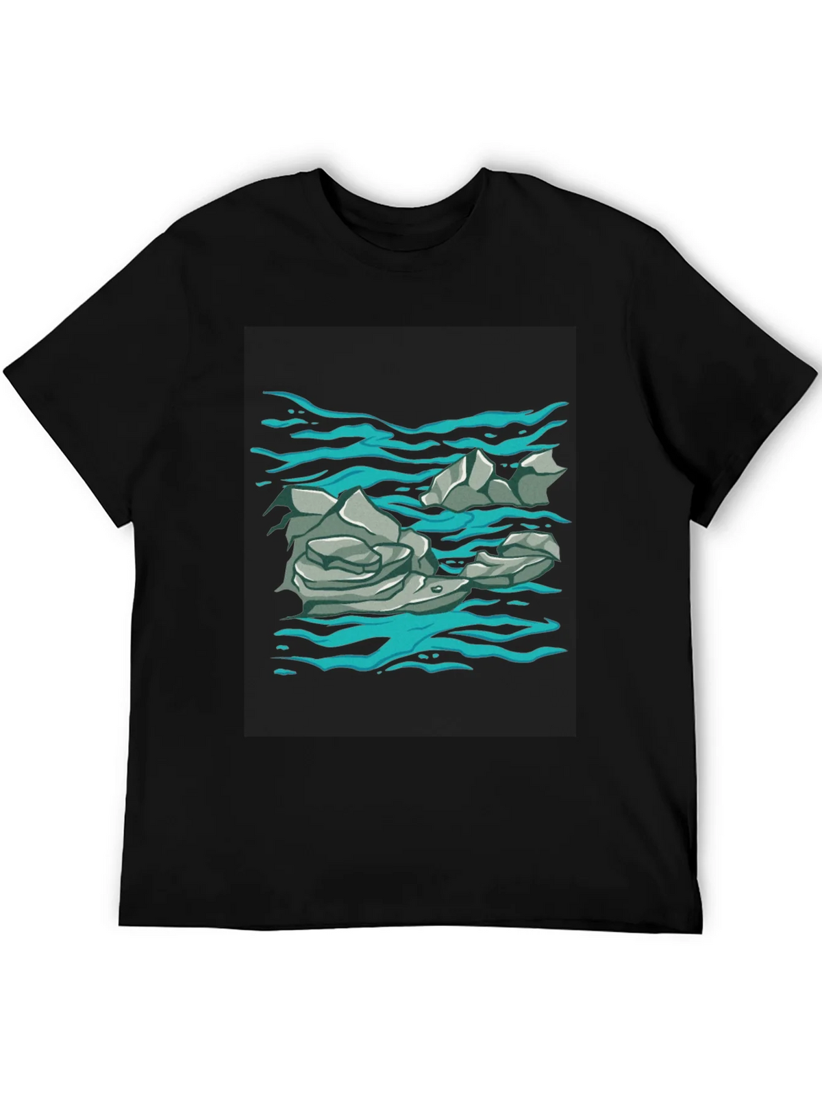 Rock and Water Graphic Print Black T-Shirt product image 5