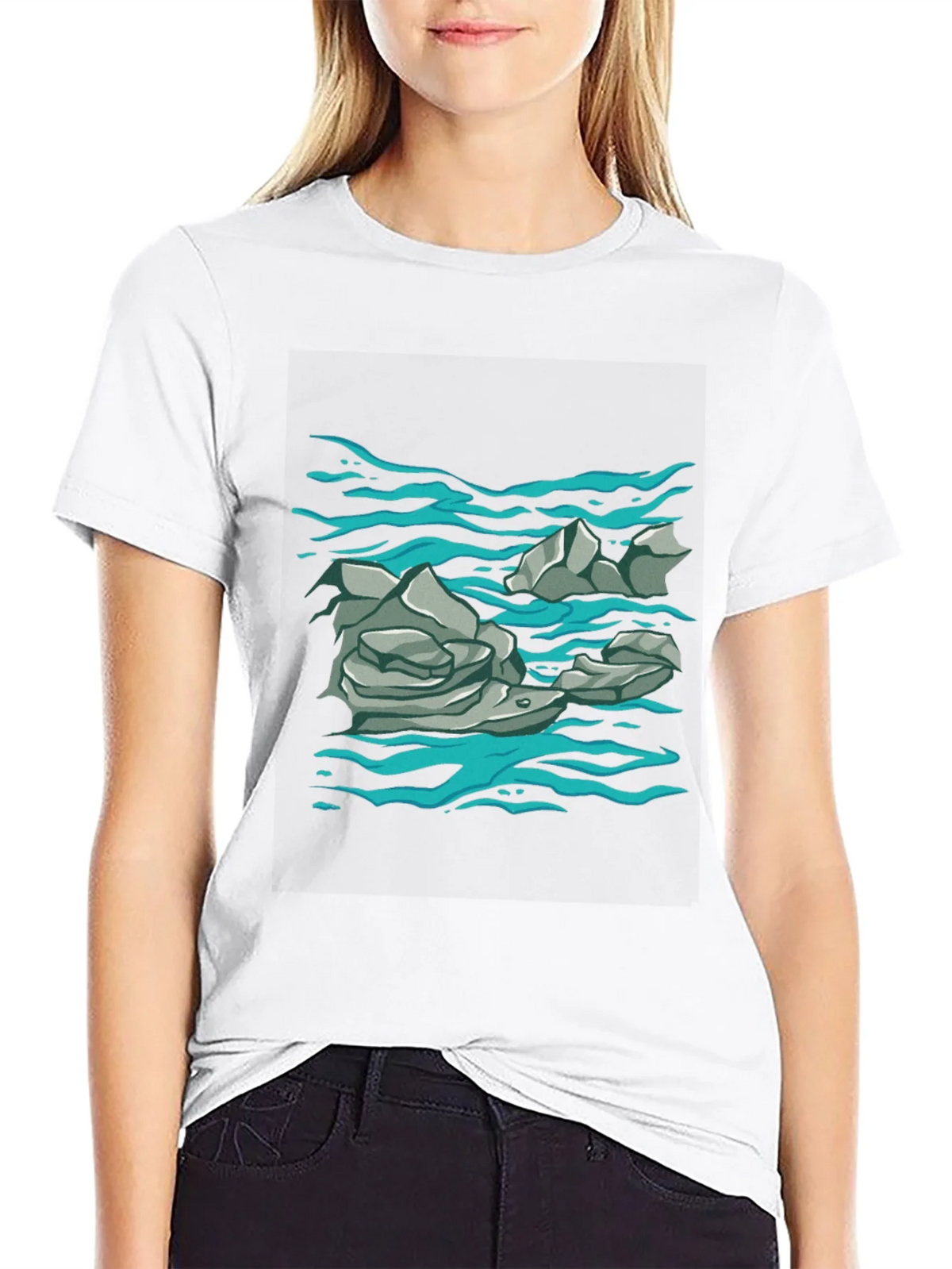 Rock and Water Graphic Print Black T-Shirt product image 8