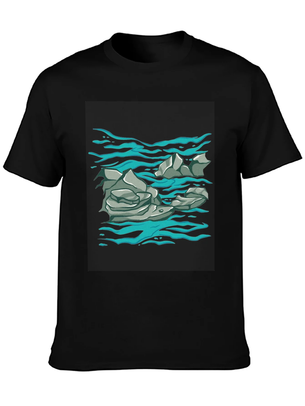 Rock and Water Graphic Print Black T-Shirt product image 3