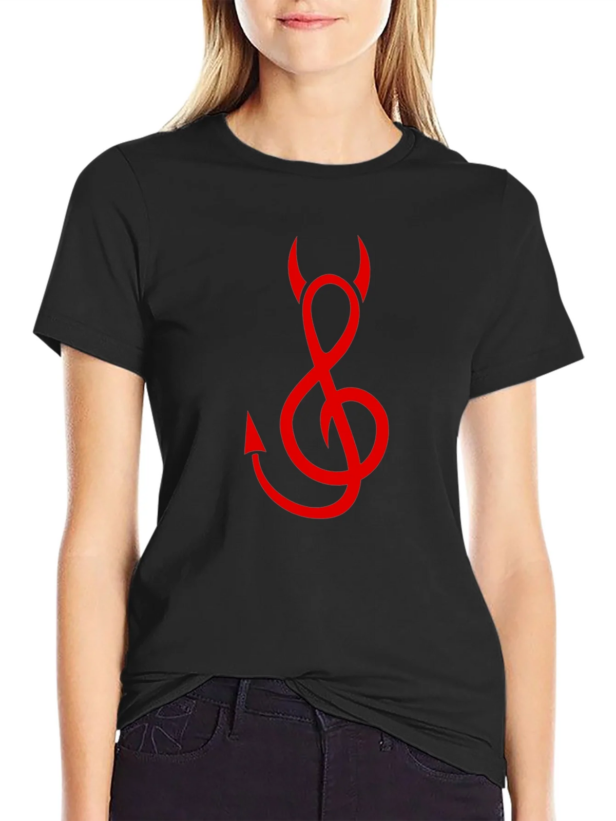 Devil Treble Clef Graphic Tee - Black Cotton product image 2